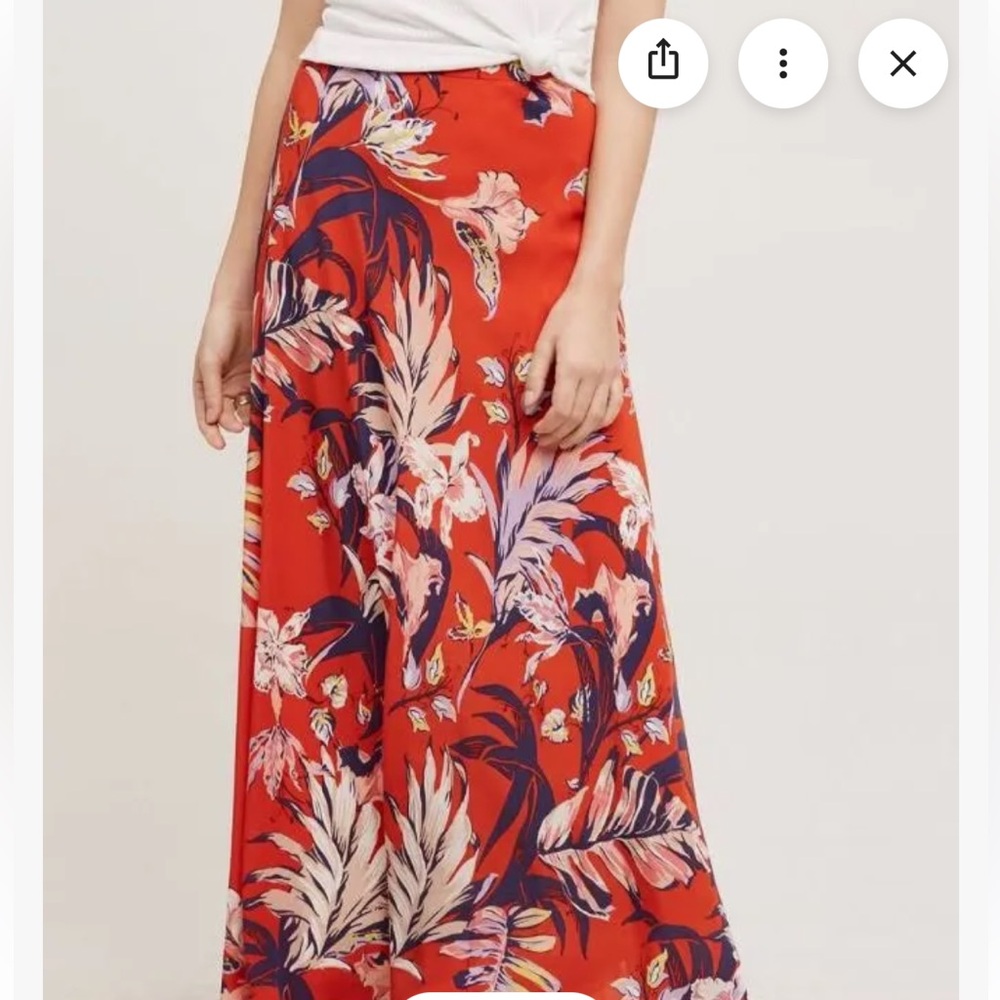 Anthropologie Hd In Paris Women 100% Silk Maxi Floral Lined Skirt Size 12